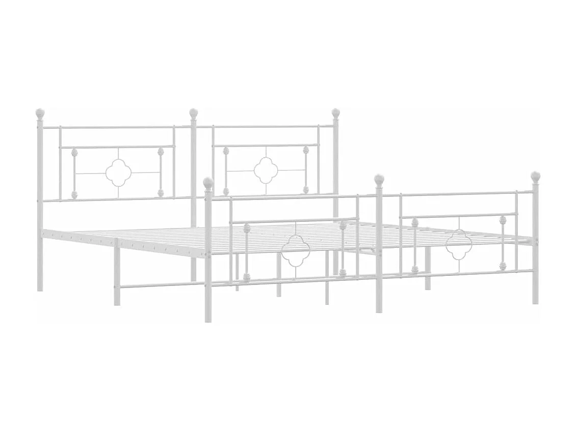 Lit-180x200 cm métal + tête de lit/pied de lit blanc HOQW36147