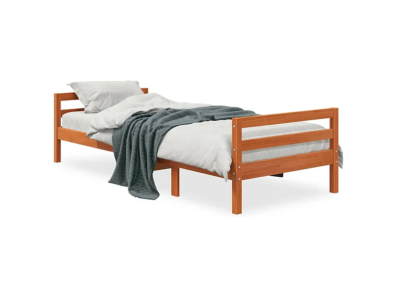 Cama -90x200 cm madera maciza de pino marrón cera YOE94633