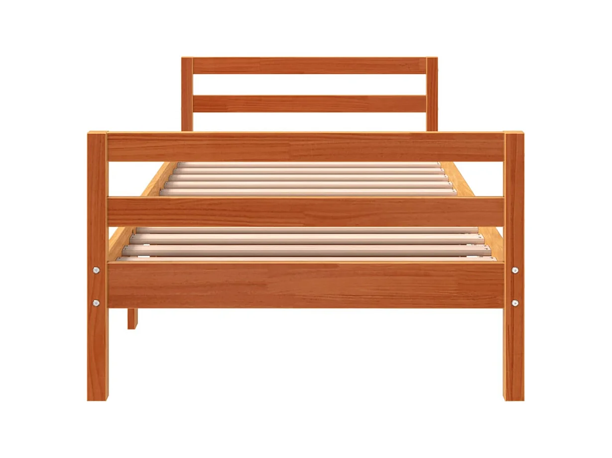 Cama -90x200 cm madera maciza de pino marrón cera YOE94633