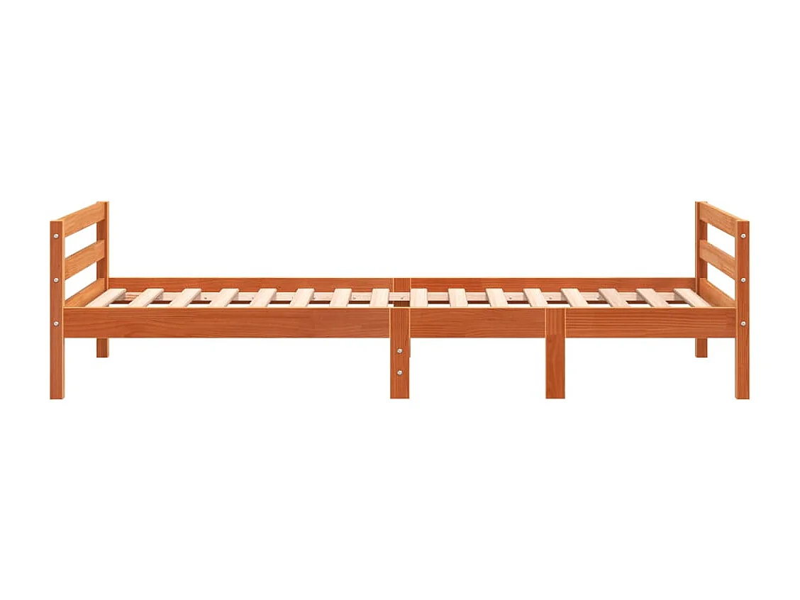 Cama -90x200 cm madera maciza de pino marrón cera YOE94633