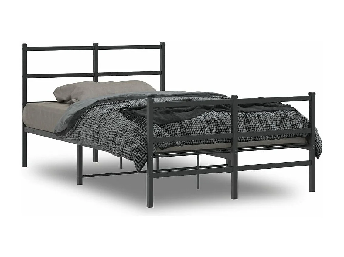 Cama com cabeceira e pés 120x200 cm metal preto PT266403