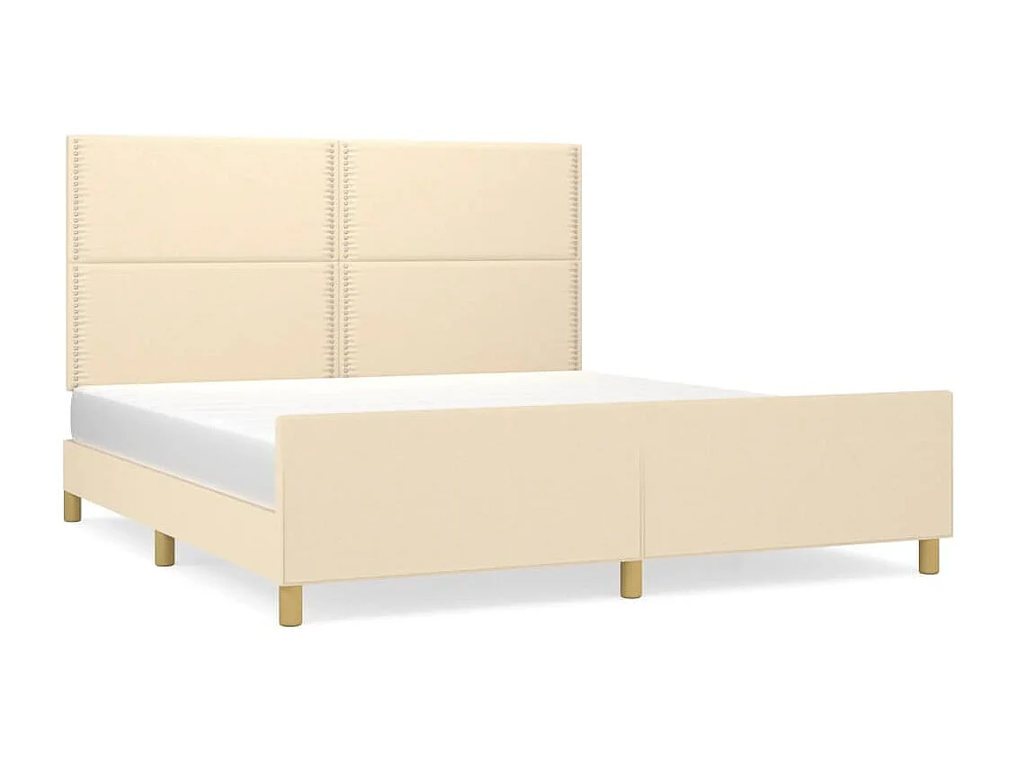 Lit-180x200 cm + tête de lit Crème Tissu HOQW77757