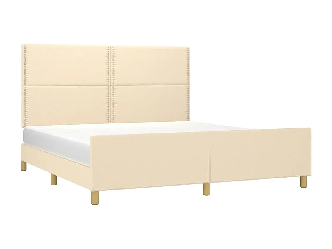 Lit-180x200 cm + tête de lit Crème Tissu HOQW77757