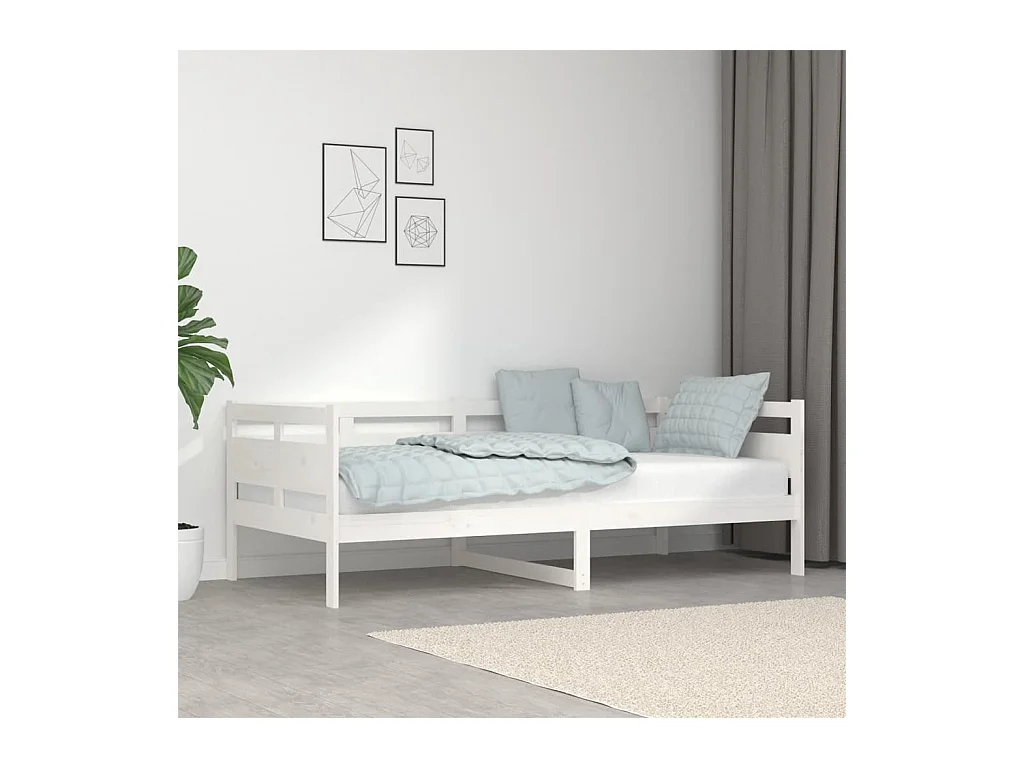 Lit-90x190 cm de jour Blanc Bois massif de pin HOQW11507