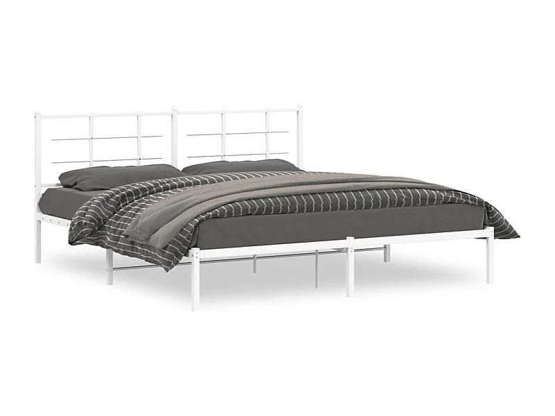 Lit-183x213 cm métal + tête de lit blanc HOQW96953