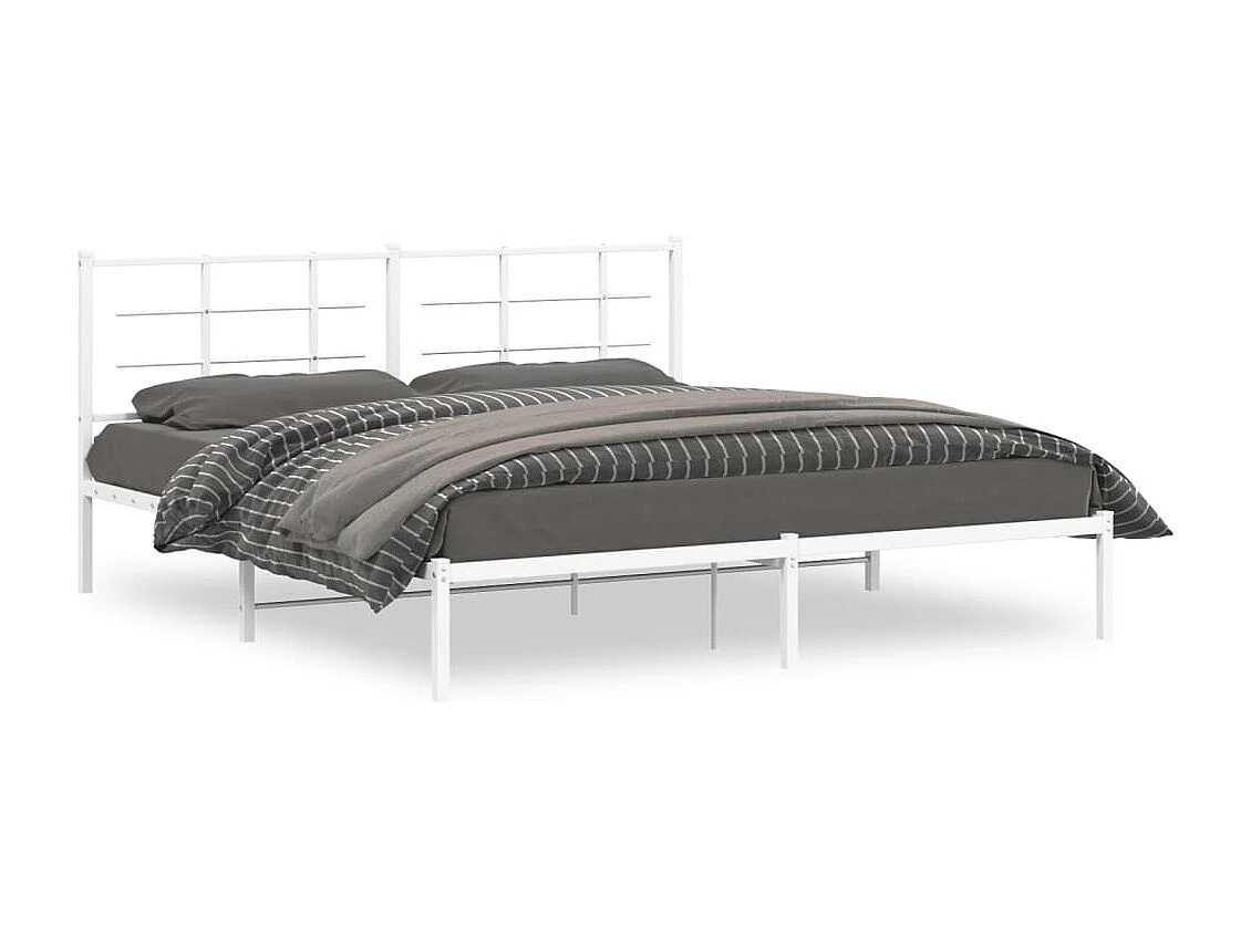 Lit-183x213 cm métal + tête de lit blanc HOQW96953