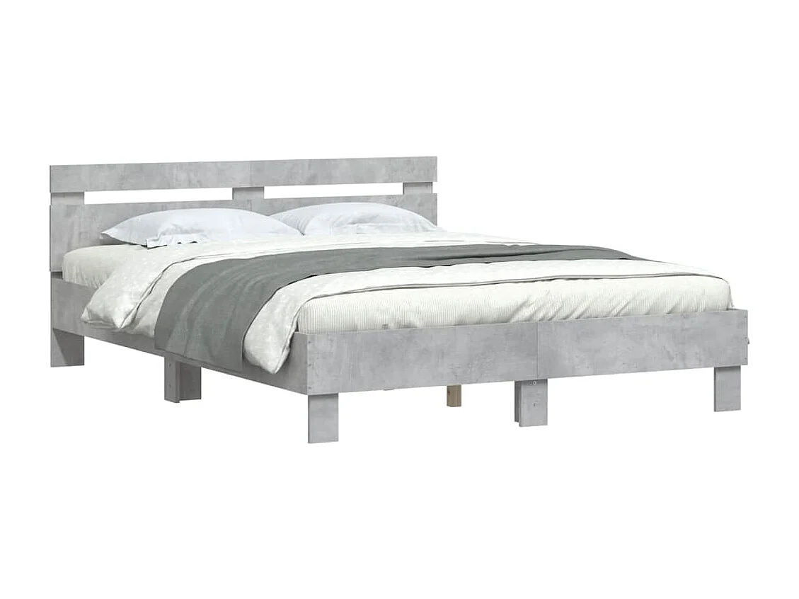 Lit-150x200 cm + tête de lit gris béton HOQW65033