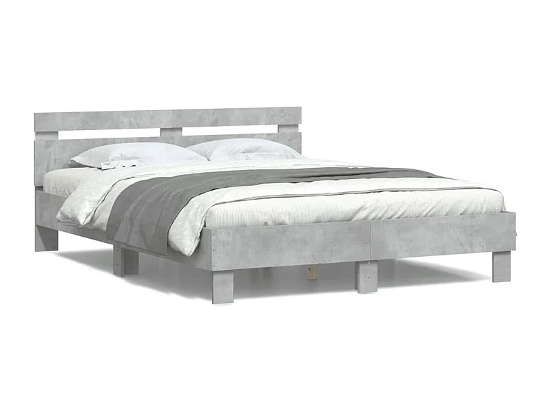 Bedframe met hoofdeinde en LED betongrijs 150x200 cm NL31186