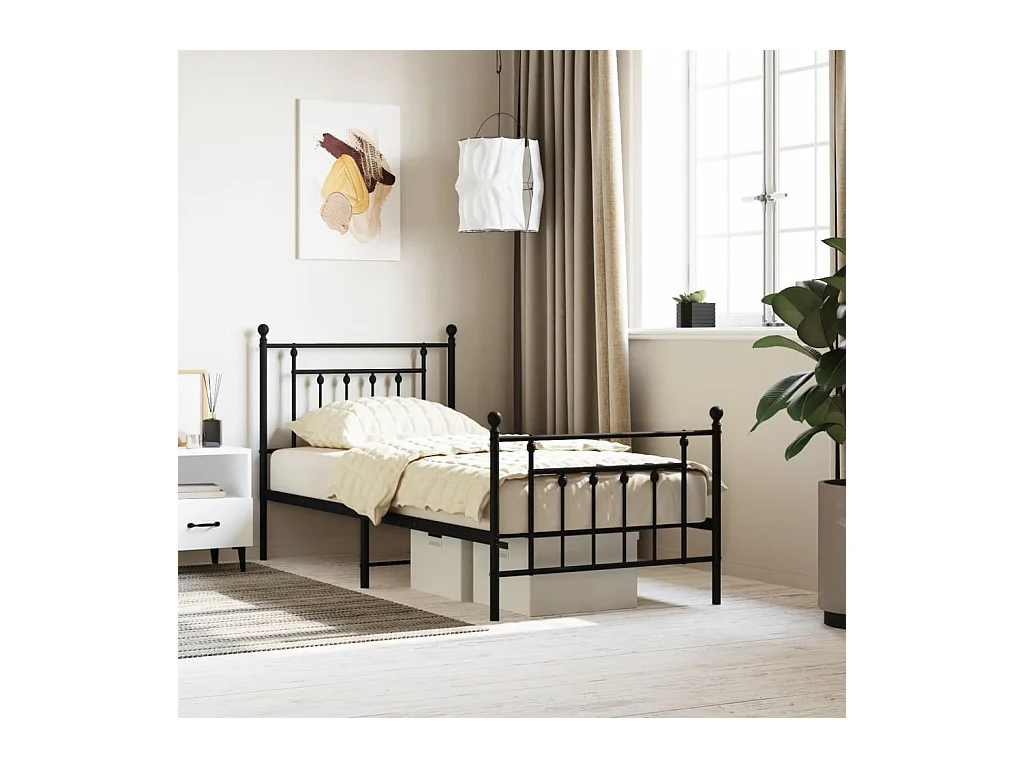 Bedframe met hoofd- en voeteneinde metaal zwart 80x200 cm NL50114