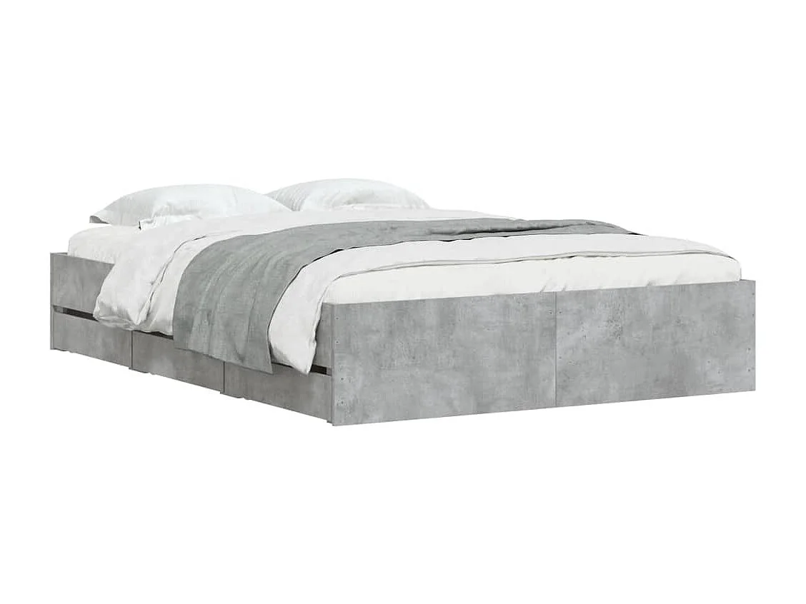 Lit-120x200 cm et tiroirs gris béton bois d'ingénierie HOQW98377