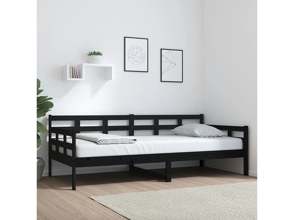 Tagesbett,Sofabett Schwarz Massivholz Kiefer 90x200 cm -gkd42631