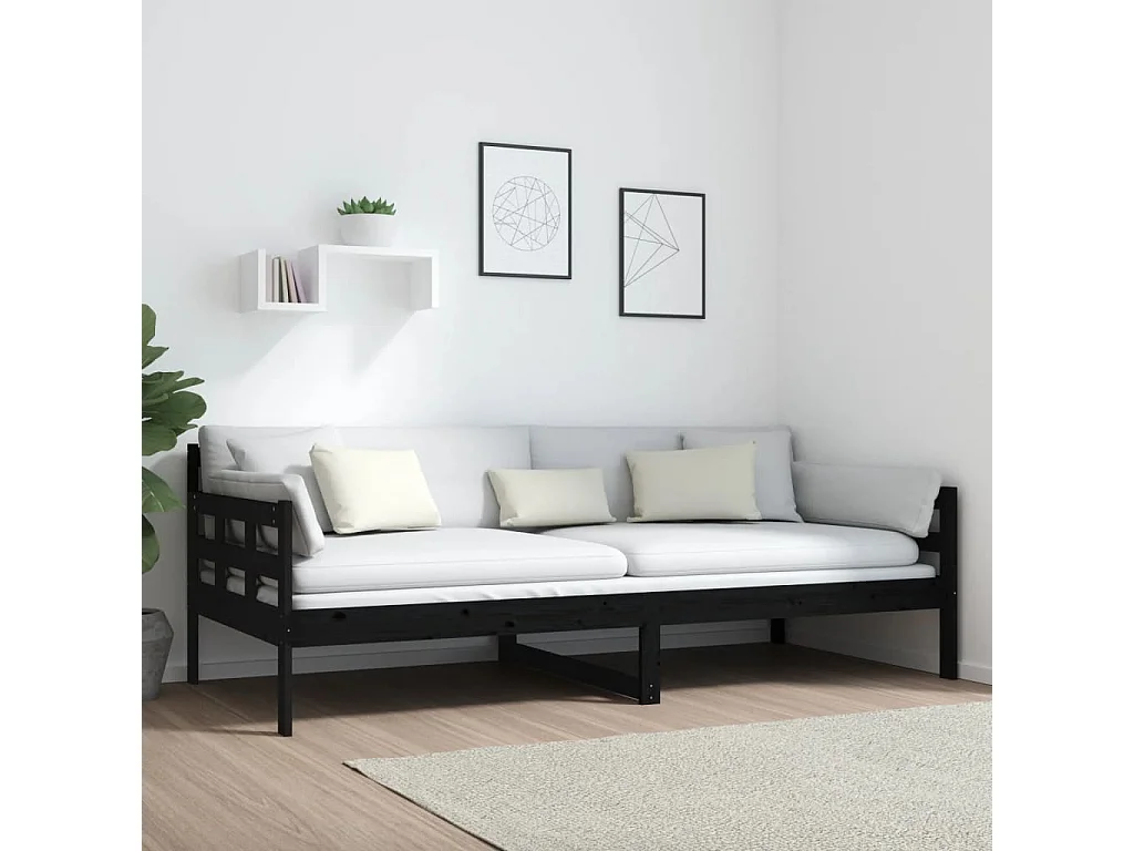 Tagesbett,Sofabett Schwarz Massivholz Kiefer 90x200 cm -gkd42631