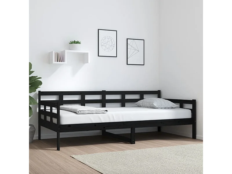 Tagesbett,Sofabett Schwarz Massivholz Kiefer 90x200 cm -gkd42631
