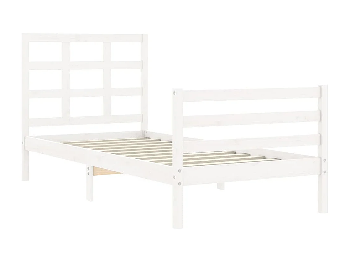 Cama de solteiro c/ cabeceira madeira maciça branco PT389950