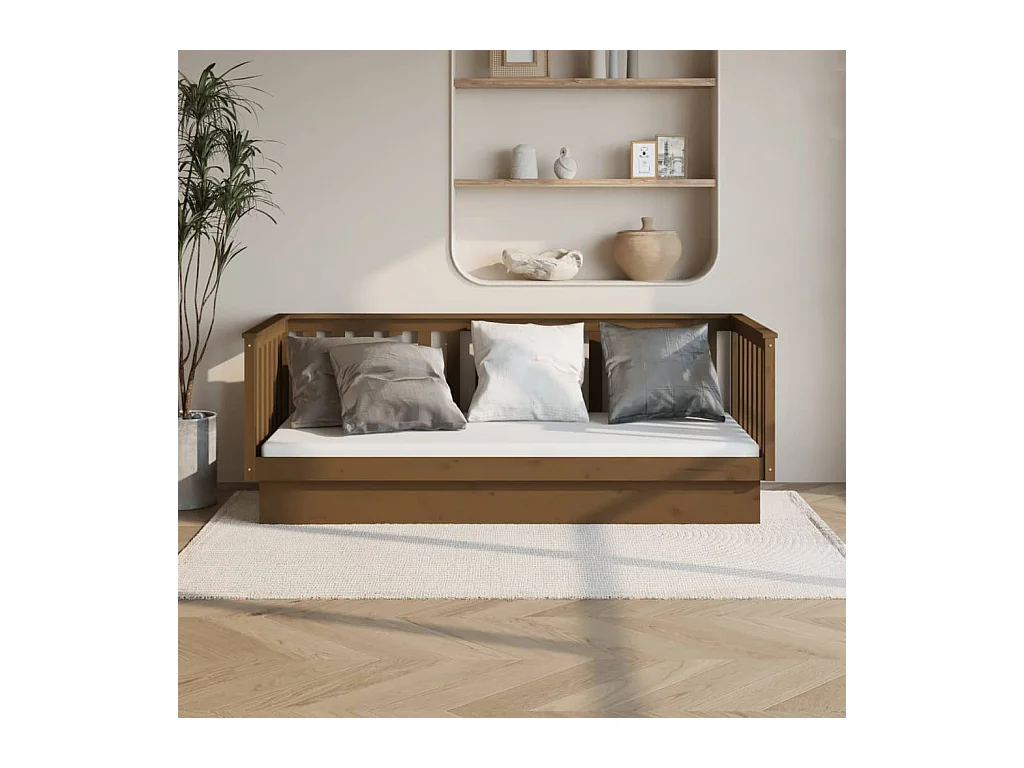 Lit-80x200 cm de jour Marron miel Bois de pin massif HOQW42123