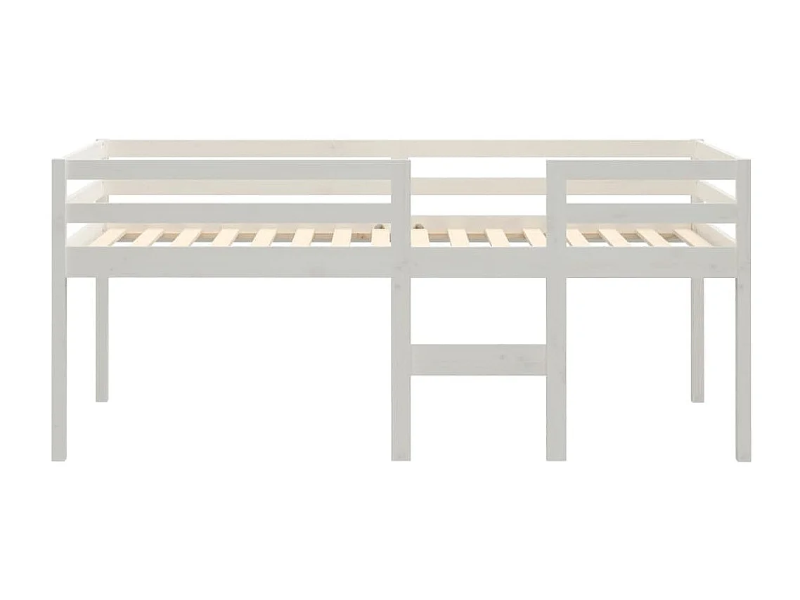 Lit haut-90x200 cm Blanc Bois de pin massif HOQW50758