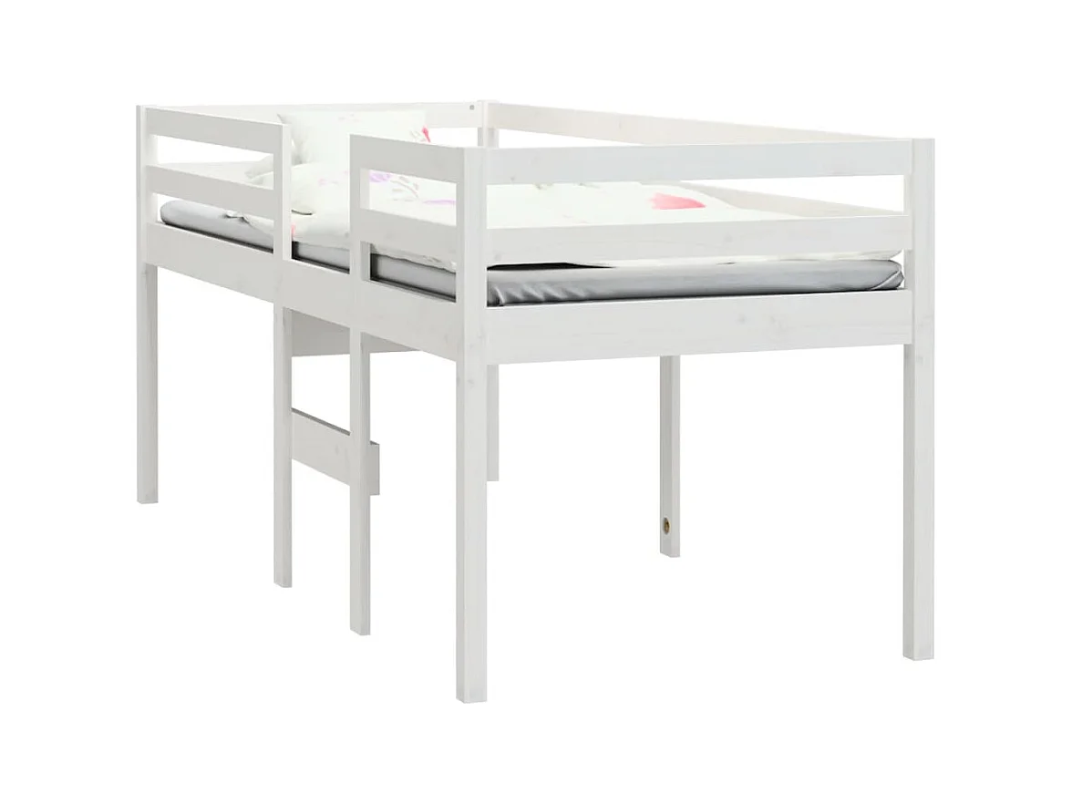 Lit haut-90x200 cm Blanc Bois de pin massif HOQW50758