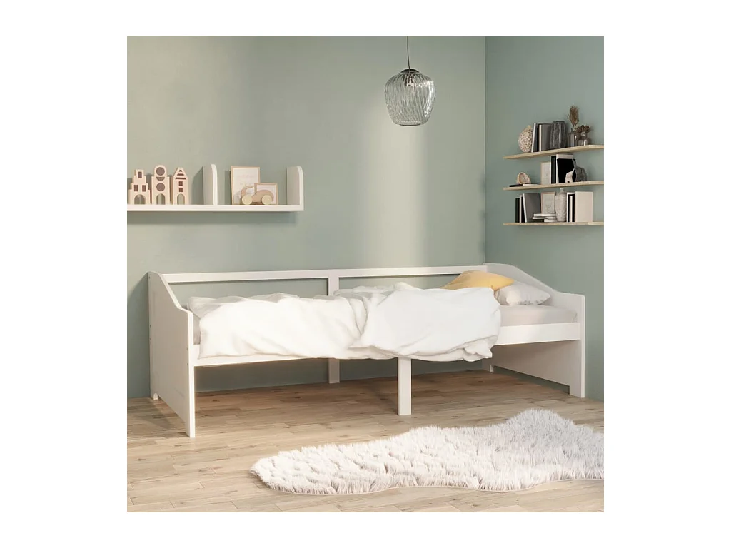 Lit-90x200 cm de repos 3 places Blanc Bois de pin massif HOQW34219
