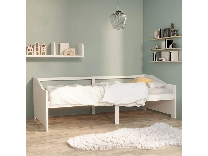 Cama -90x200 cm 3 plazas de madera maciza de pino blanco YOE21834
