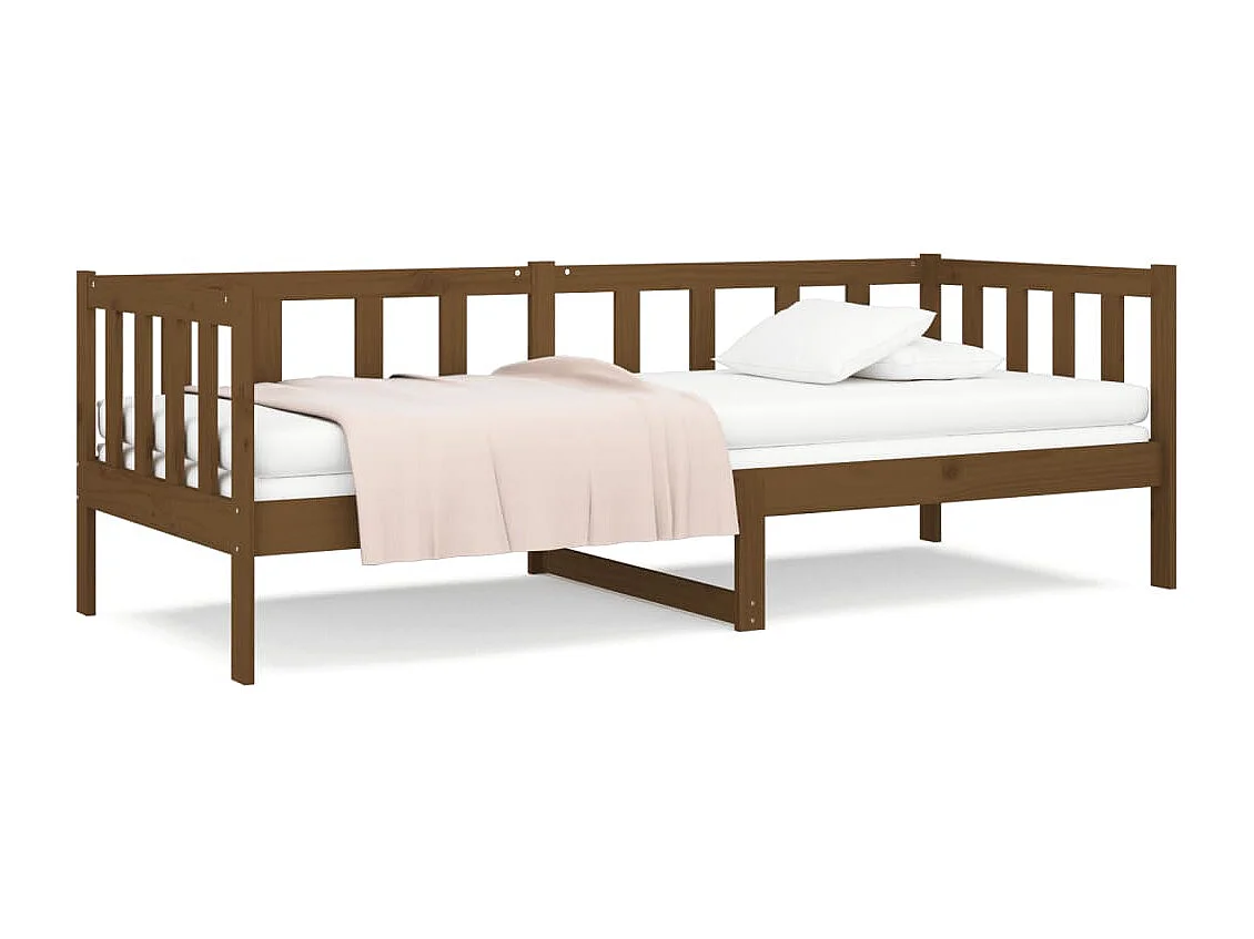 Cama de solteiro 80x200 cm madeira de pinho maciça castanho mel PT432728