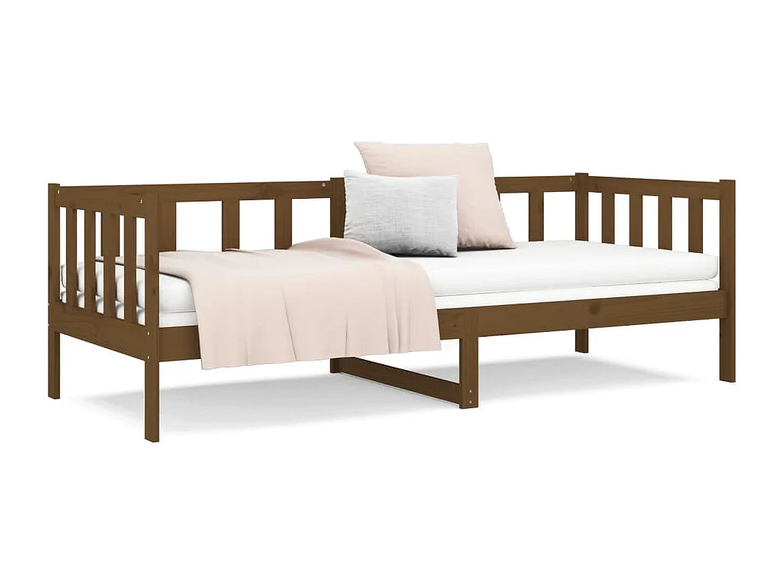 Cama de solteiro 80x200 cm madeira de pinho maciça castanho mel PT432728