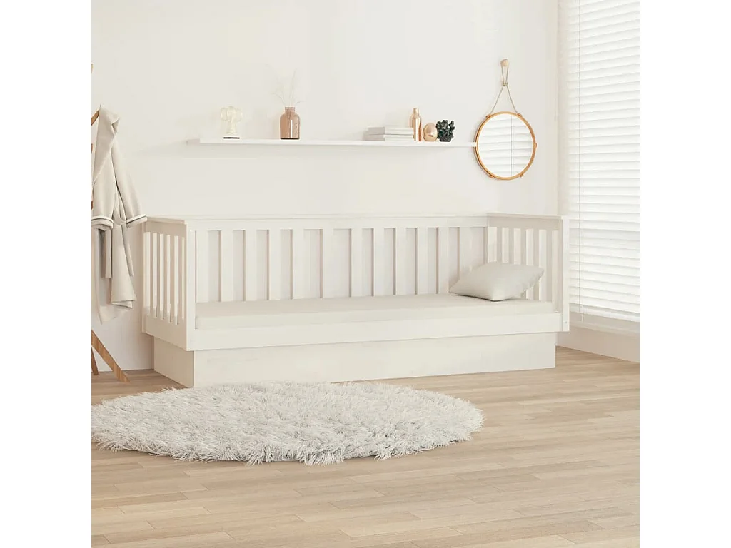 Lit-75x190 cm de jour Blanc Bois de pin massif HOQW25932