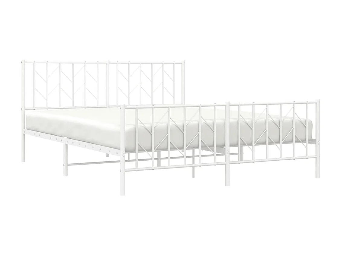 Cama com cabeceira e pés 160x200 cm metal branco PT721584
