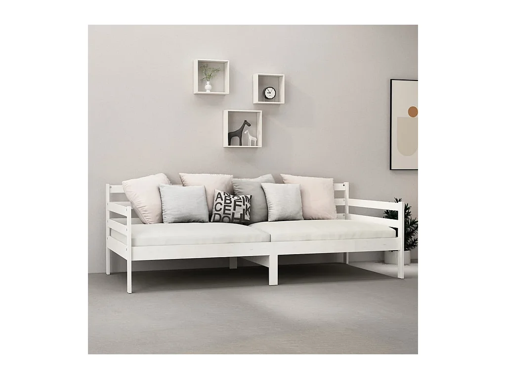 Tagesbett,Sofabett mit Matratze 90x200 cm Weiß Kiefer Massivholz -gkd71083