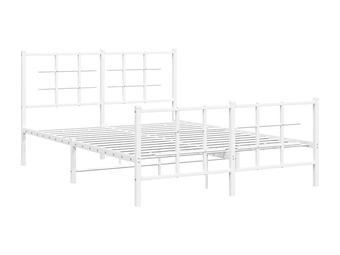 Lit-135x190 cm métal + tête de lit/pied de lit blanc HOQW68275
