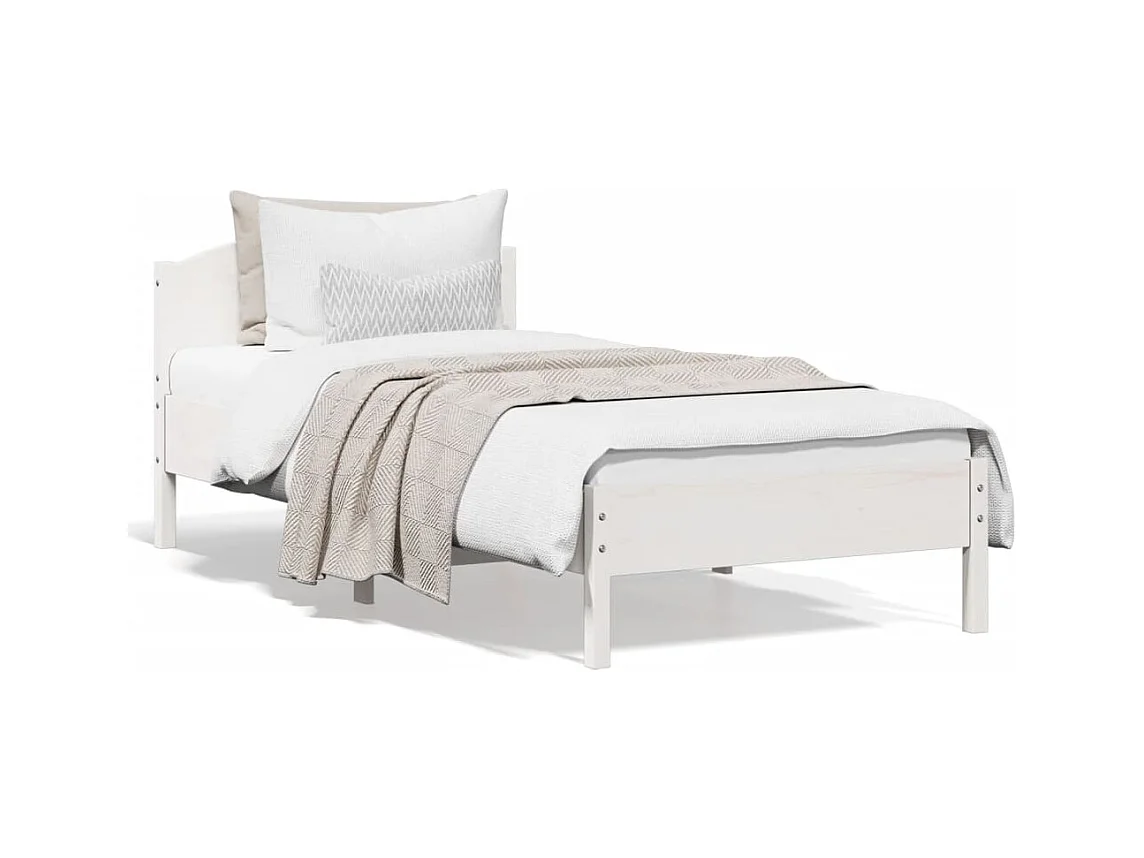 Lit-100x200 cm et tête de lit blanc bois de pin massif HOQW75906