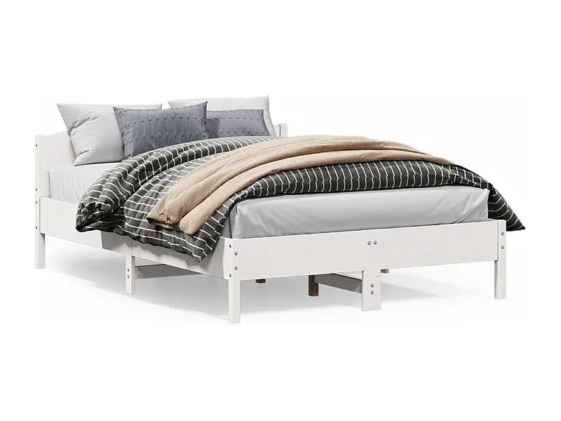 Cama -160x200 cm con cabecero madera pino blanco YOE79012