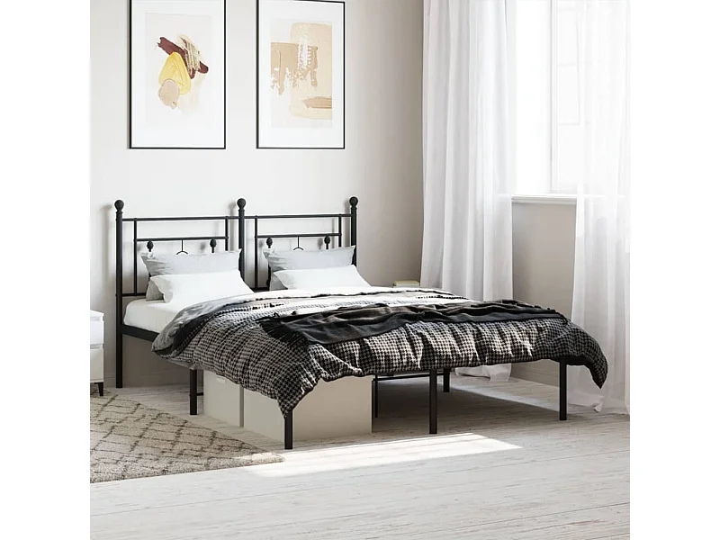Cama com cabeceira 140x200 cm metal preto PT493229