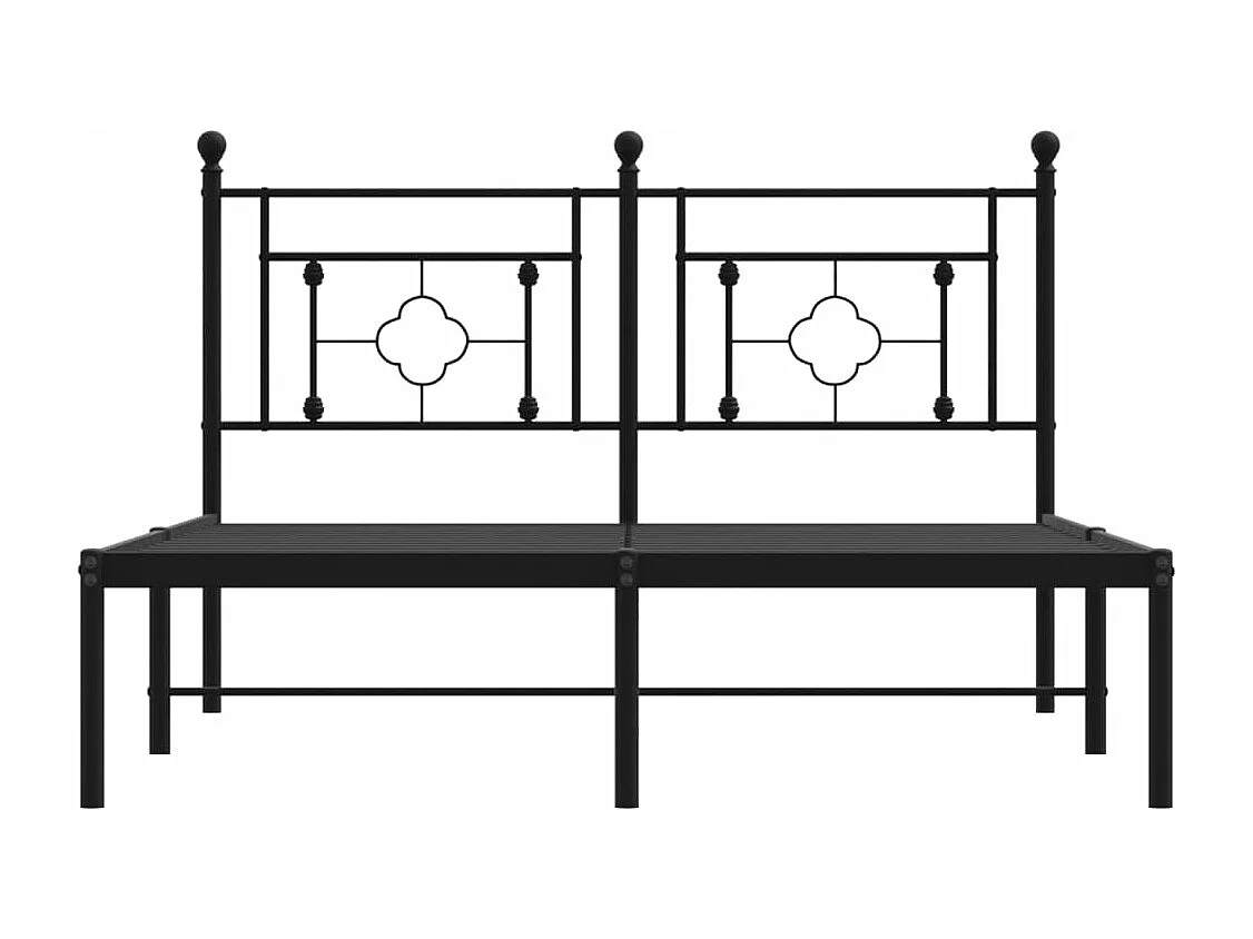 Lit-140x200 cm métal + tête de lit noir HOQW77557