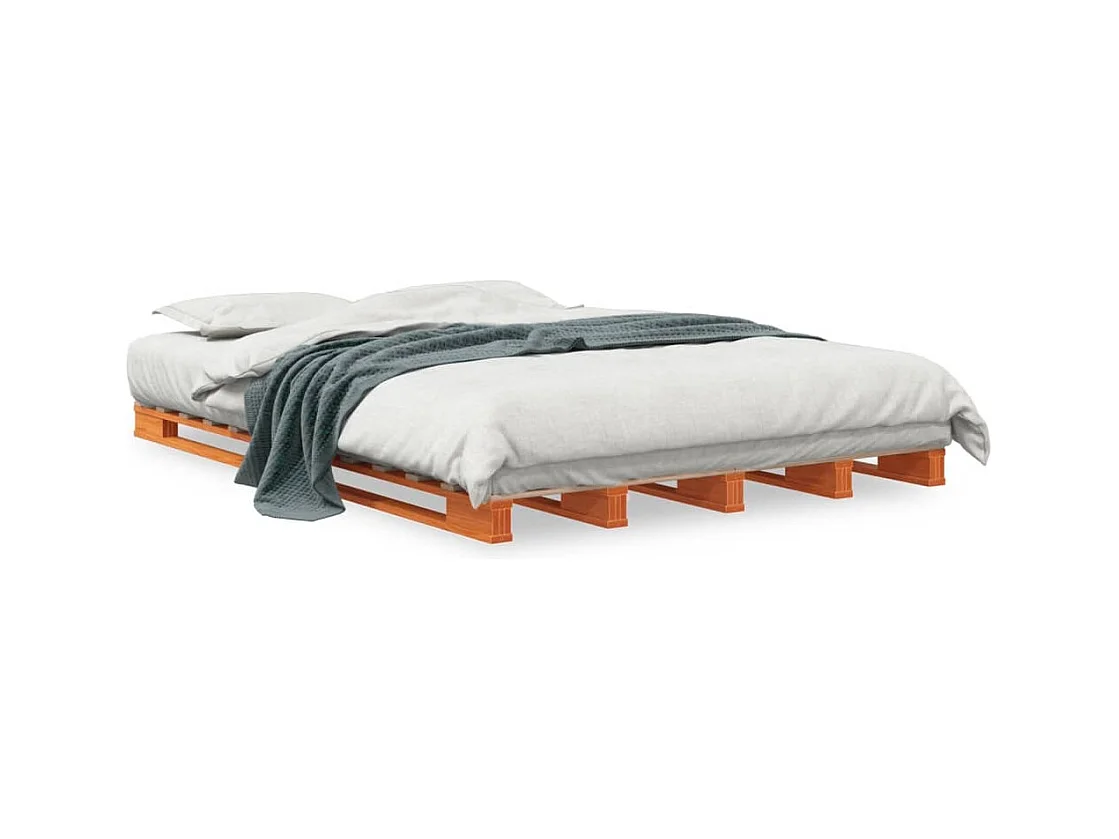 Lit-140x200 cm de palette cire marron bois de pin massif HOQW33926