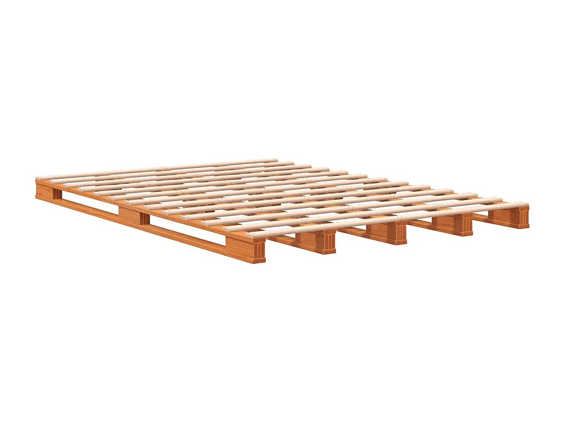 Cama -140x200 cm de palets madera maciza de pino marrón cera YOE53433