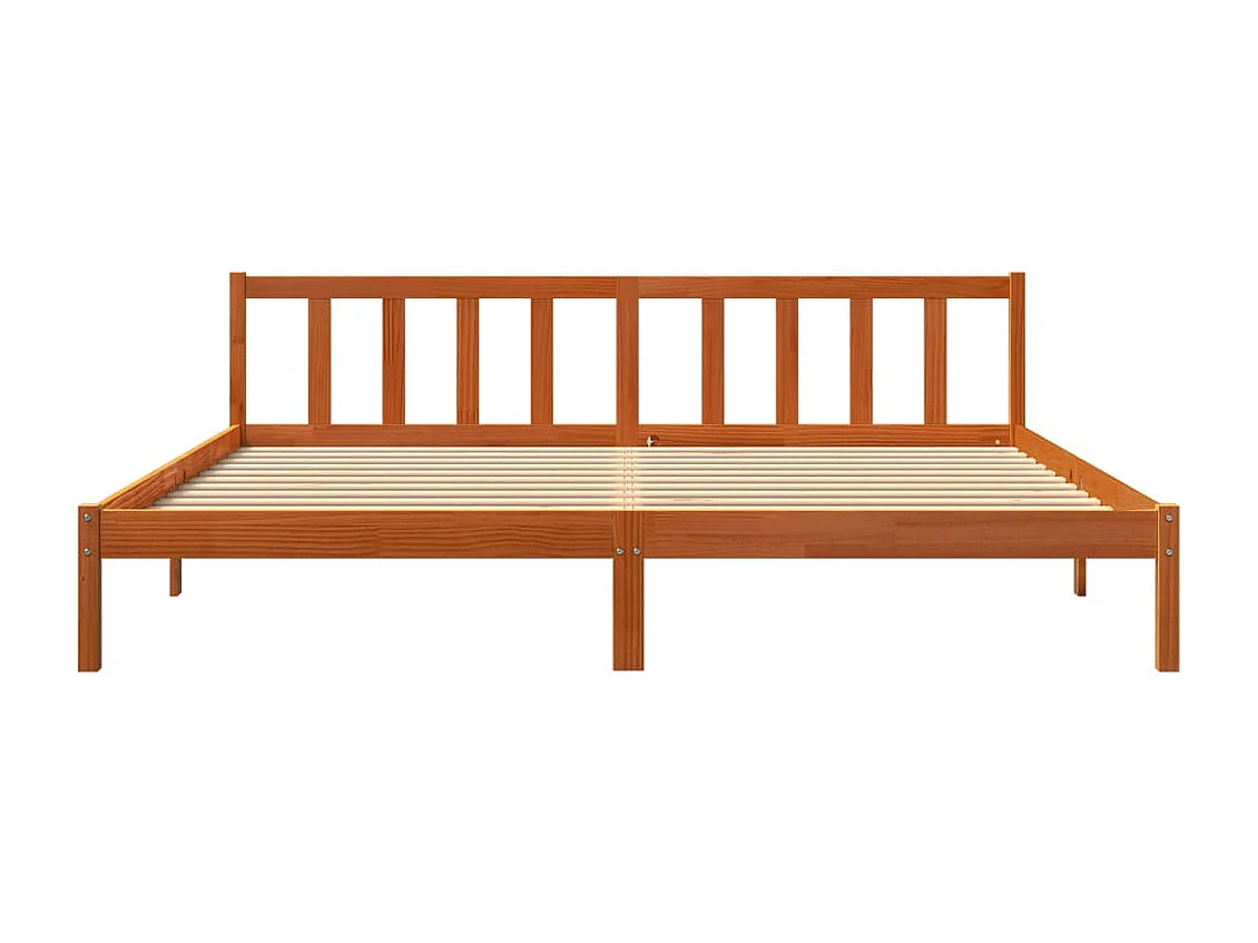 Lit-200x200 cm cire marron bois de pin massif HOQW91724