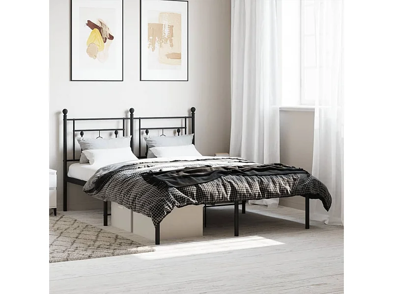 Bedframe met hoofdbord metaal zwart 140x190 cm NL85121
