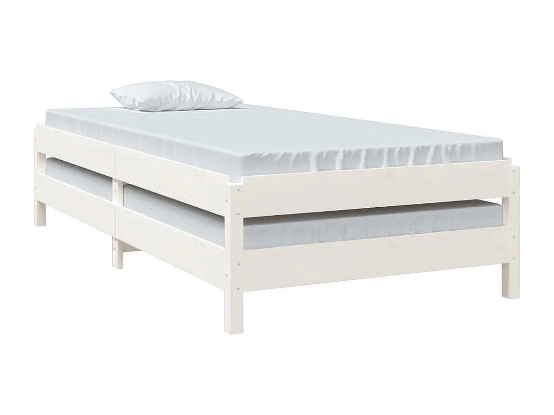 Lit-90x190 cm empilable Blanc Bois de pin massif HOQW97698