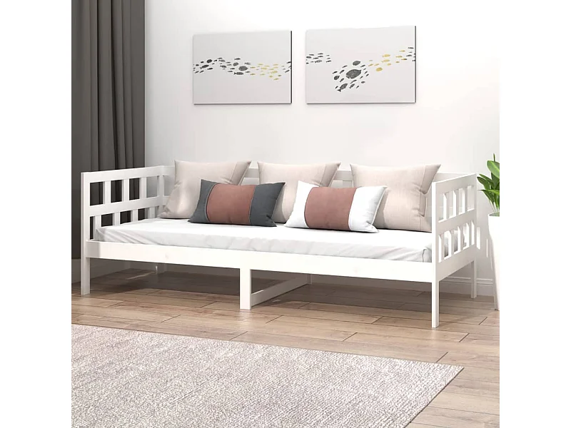 Tagesbett,Sofabett Weiß Massivholz Kiefer 90x190 cm -gkd79665