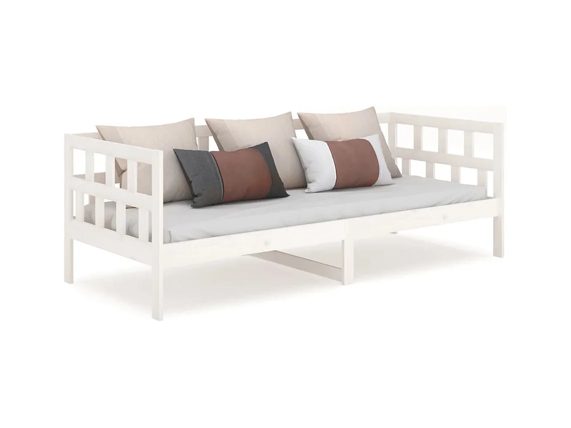 Lit-90x190 cm de jour Blanc Bois massif de pin HOQW98212