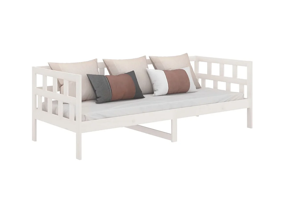 Lit-90x190 cm de jour Blanc Bois massif de pin HOQW98212