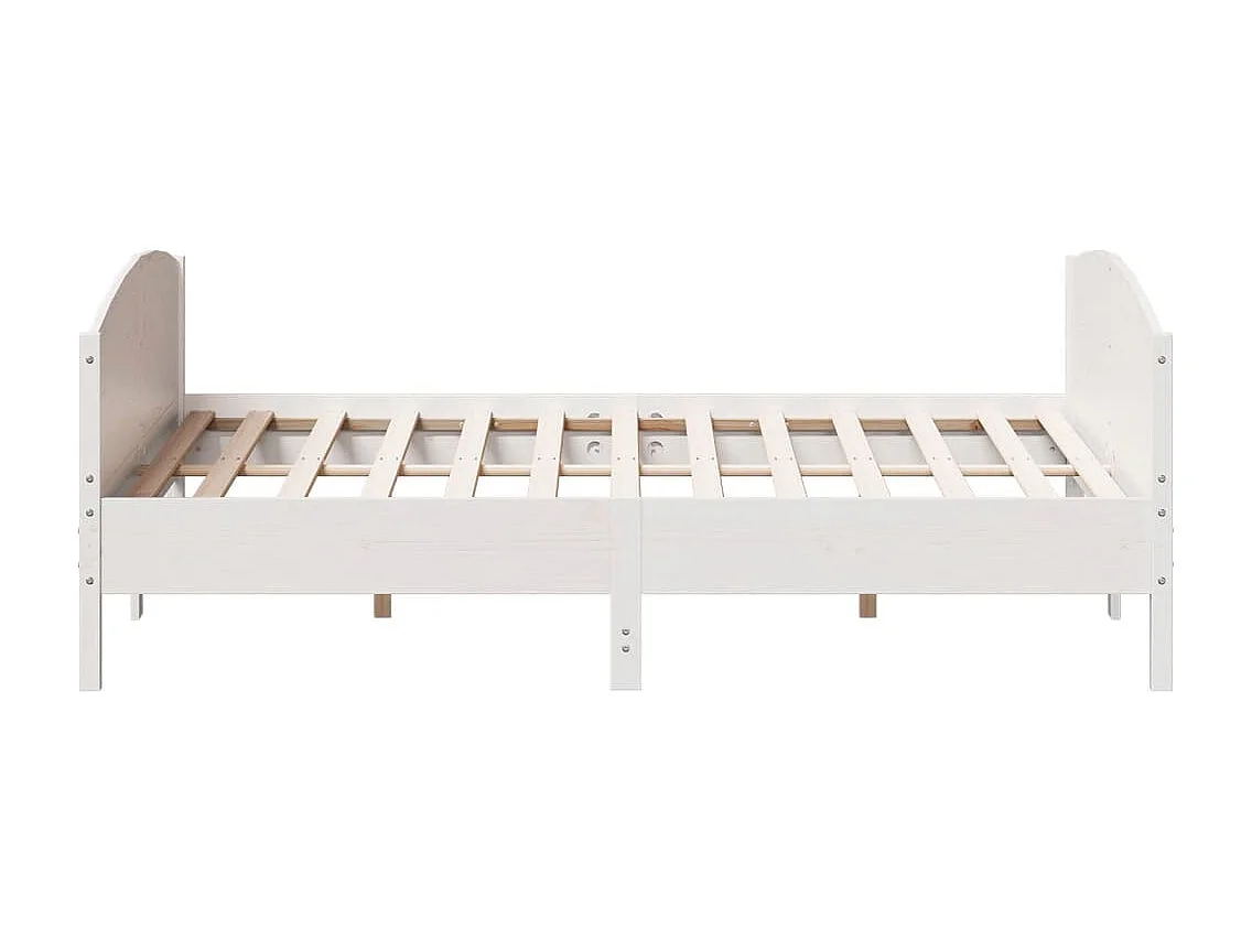 Lit-200x200 cm et tête de lit blanc bois de pin massif HOQW23097