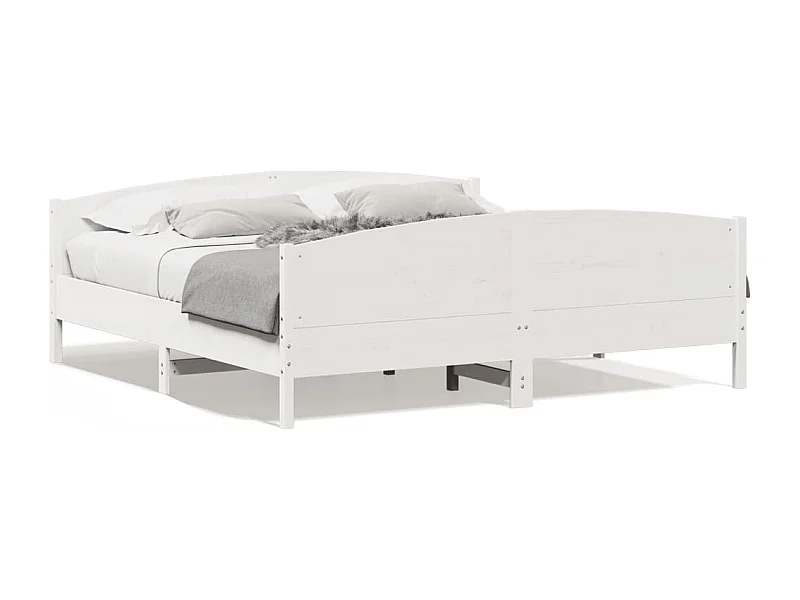 Cama com cabeceira 200x200 cm pinho maciço branco PT489758