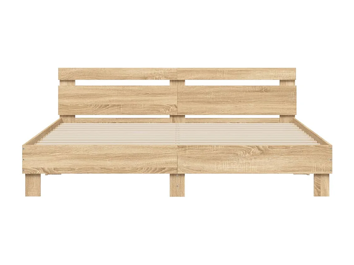 Lit-200x200 cm + tête de lit chêne sonoma HOQW45680