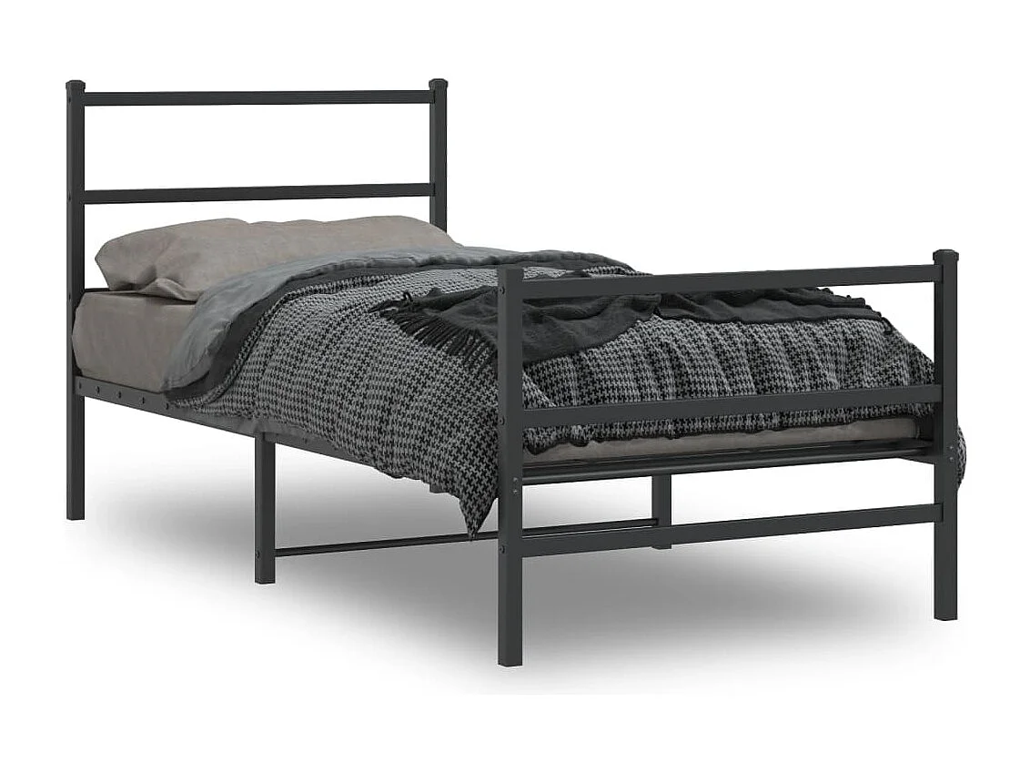 Cama com cabeceira e pés 90x190 cm metal preto PT302704