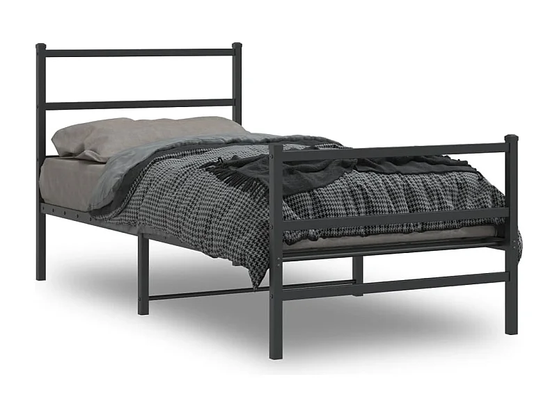 Cama -90x190 cm con cabecero y estribo metal negro YOE57856