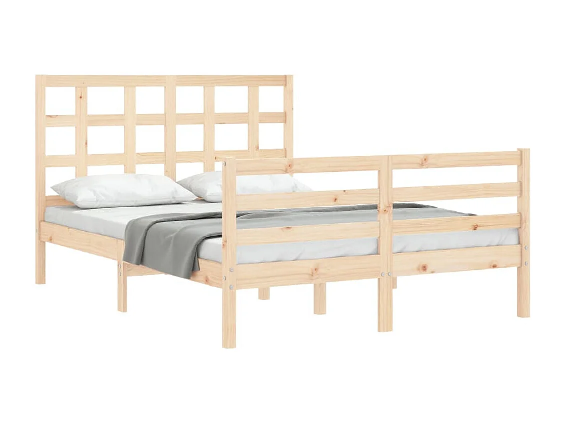 Lit-135x190 cm + tête de lit double bois massif HOQW38581