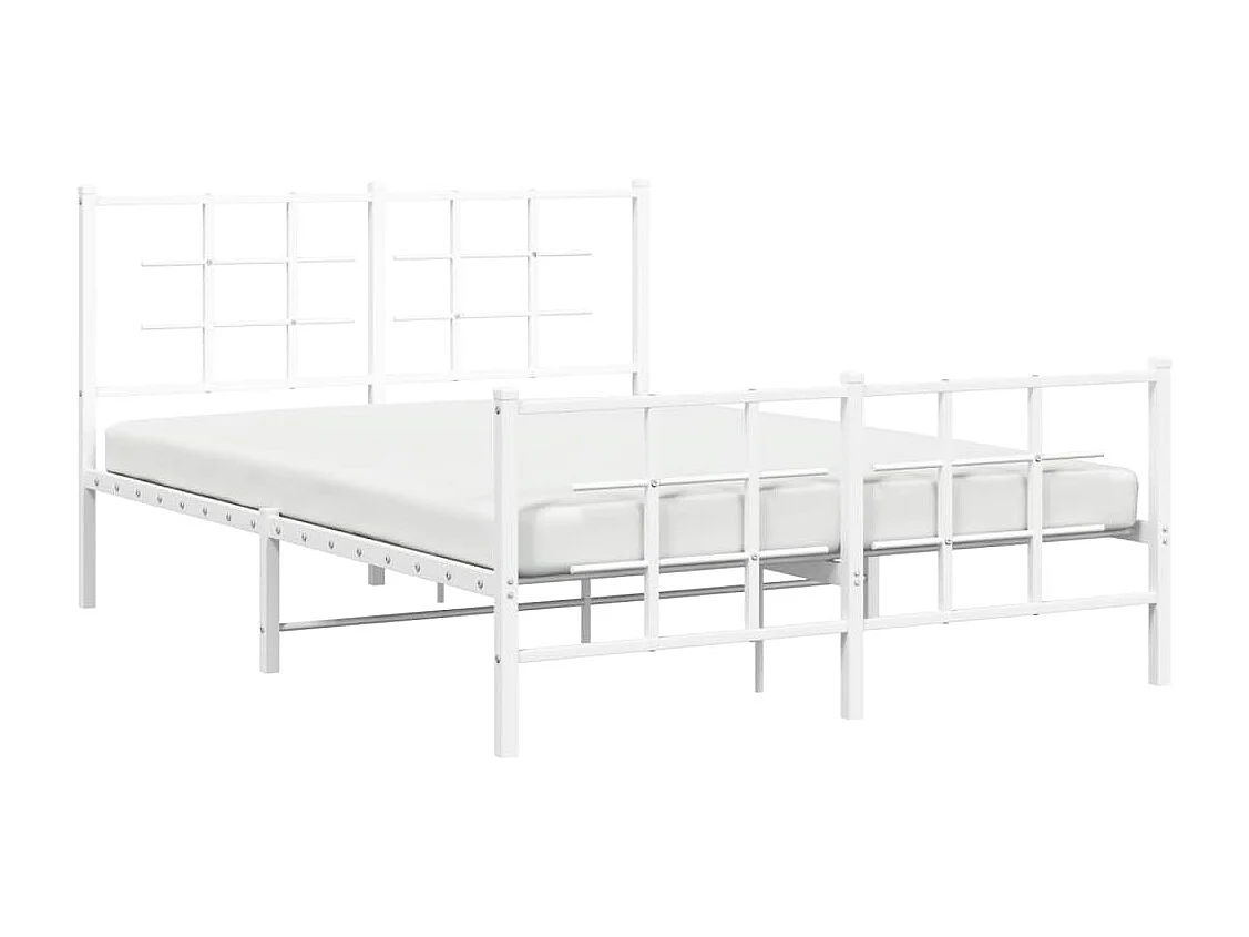 Cama com cabeceira e pés 140x200 cm metal branco PT535688