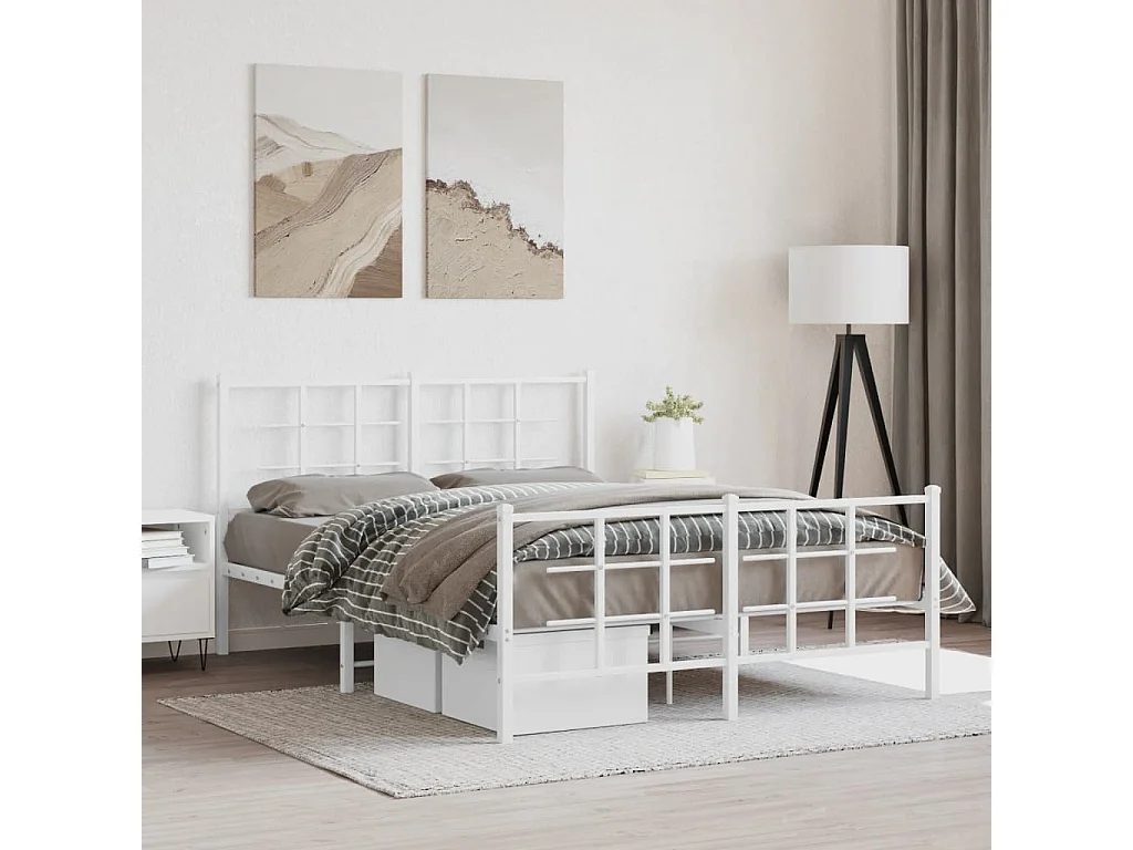 Bedframe met hoofd- en voeteneinde metaal wit 140x200 cm NL37636