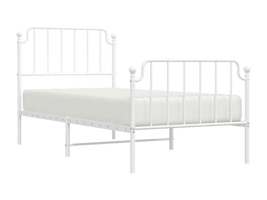 Cama - 90x190 cm metal con cabecero y pie cama blanca YOE71178